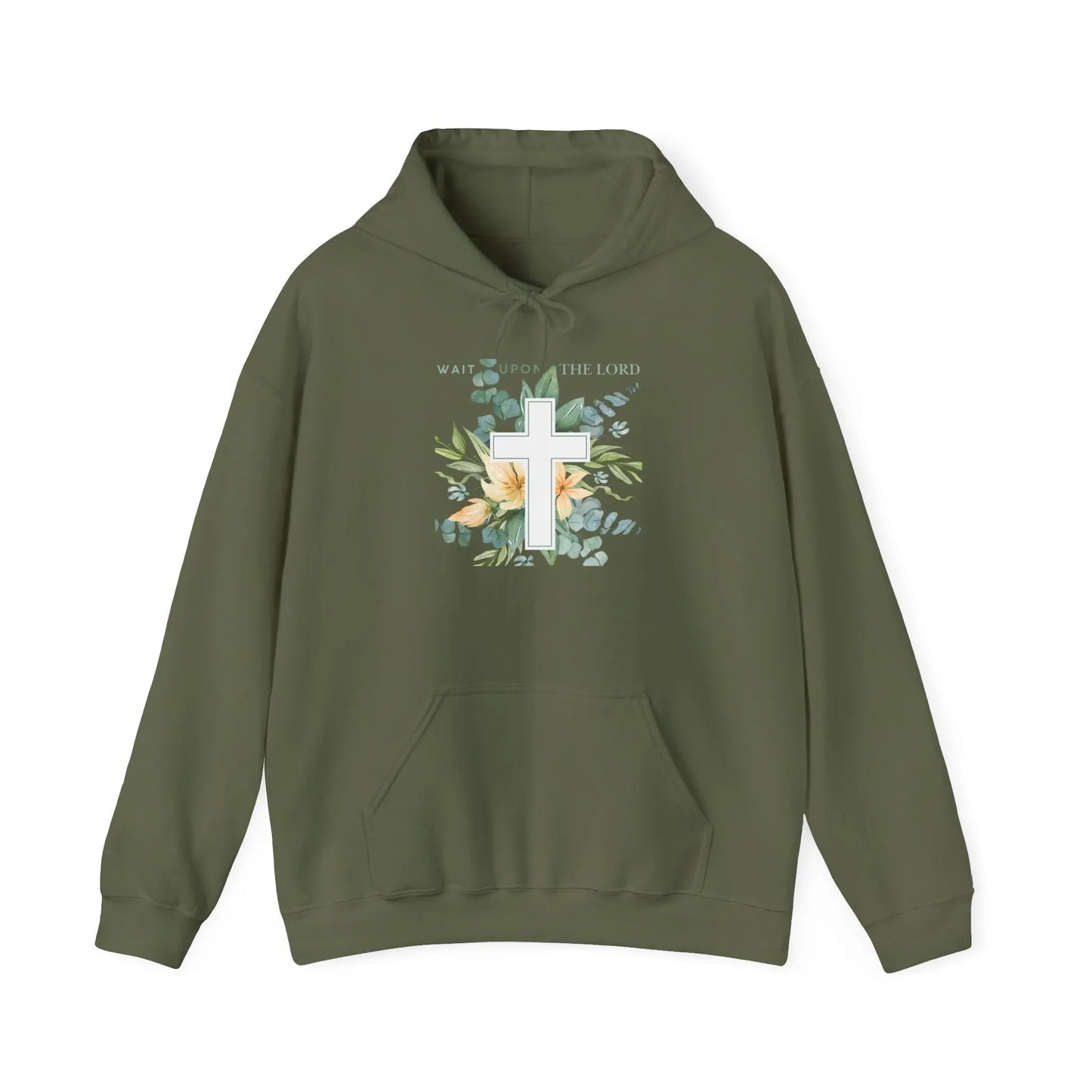 Believer Apparel, Wait Upon The Lord, Floral Cross Hoodie, Believer Sweatshirt, Gender Neutral Hoodie Product vendor