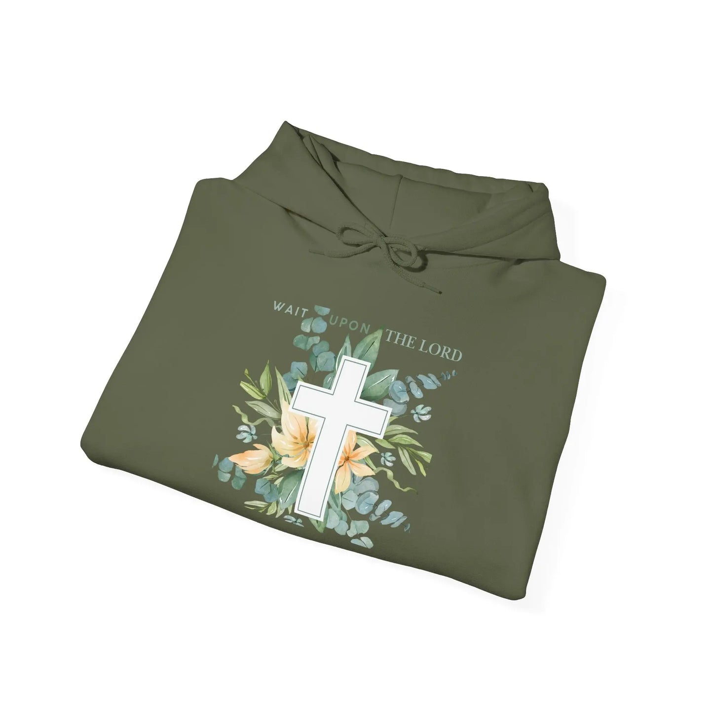 Believer Apparel, Wait Upon The Lord, Floral Cross Hoodie, Believer Sweatshirt, Gender Neutral Hoodie Product vendor