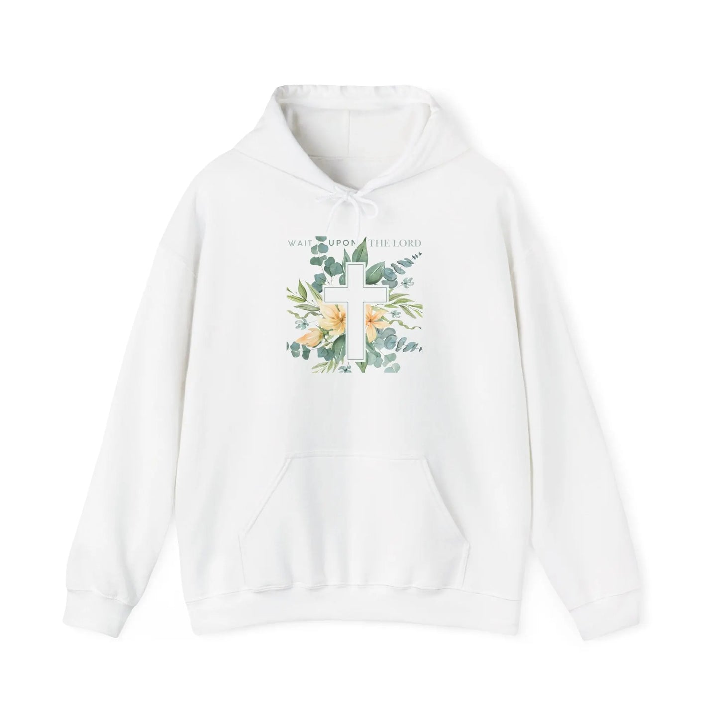 Believer Apparel, Wait Upon The Lord, Floral Cross Hoodie, Believer Sweatshirt, Gender Neutral Hoodie Product vendor
