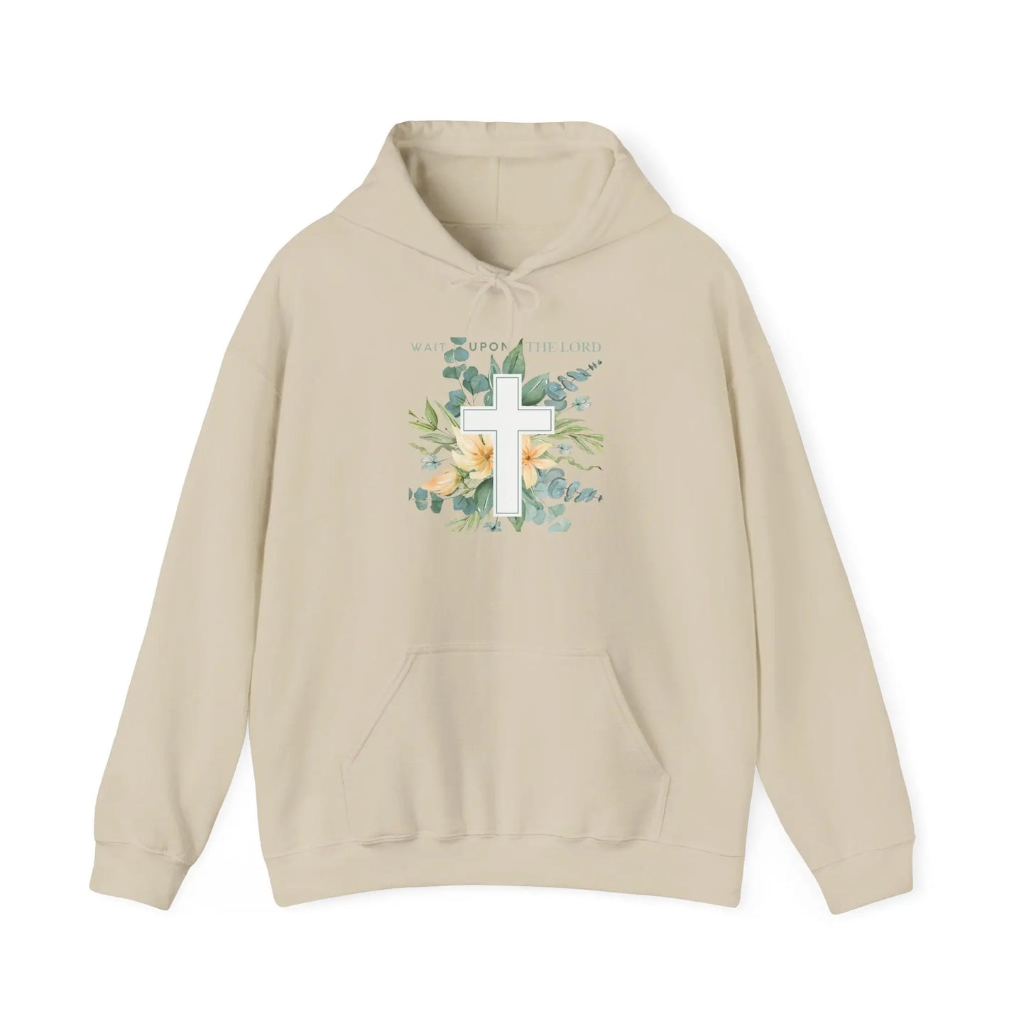 Believer Apparel, Wait Upon The Lord, Floral Cross Hoodie, Believer Sweatshirt, Gender Neutral Hoodie Product vendor
