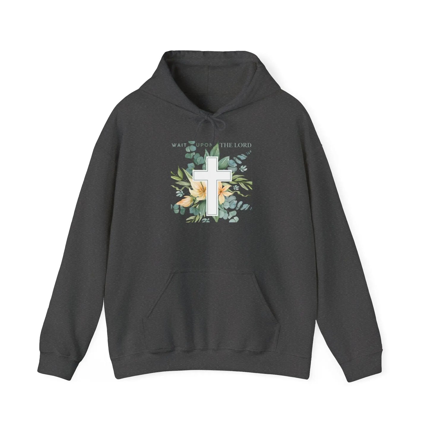 Believer Apparel, Wait Upon The Lord, Floral Cross Hoodie, Believer Sweatshirt, Gender Neutral Hoodie Product vendor