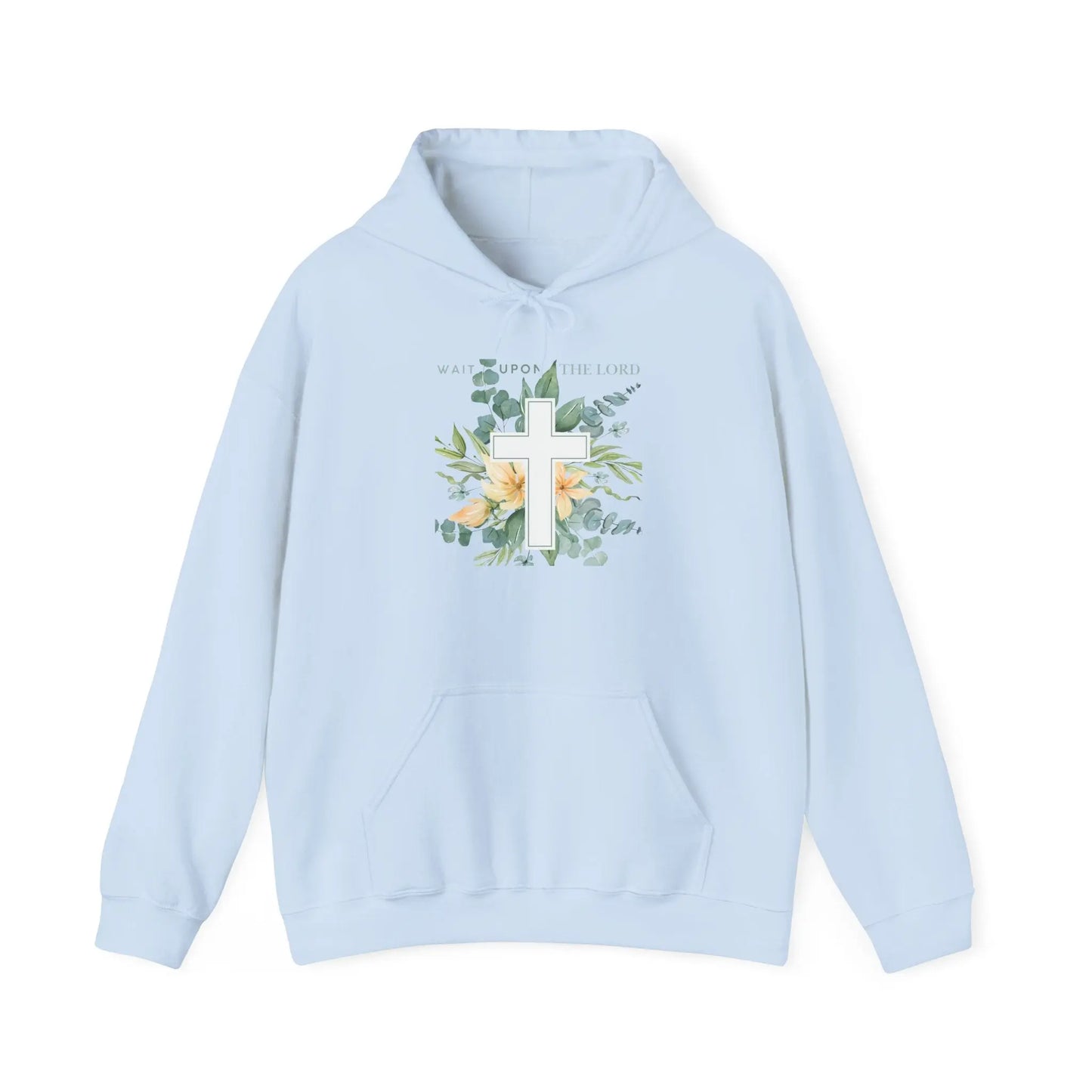 Believer Apparel, Wait Upon The Lord, Floral Cross Hoodie, Believer Sweatshirt, Gender Neutral Hoodie Product vendor