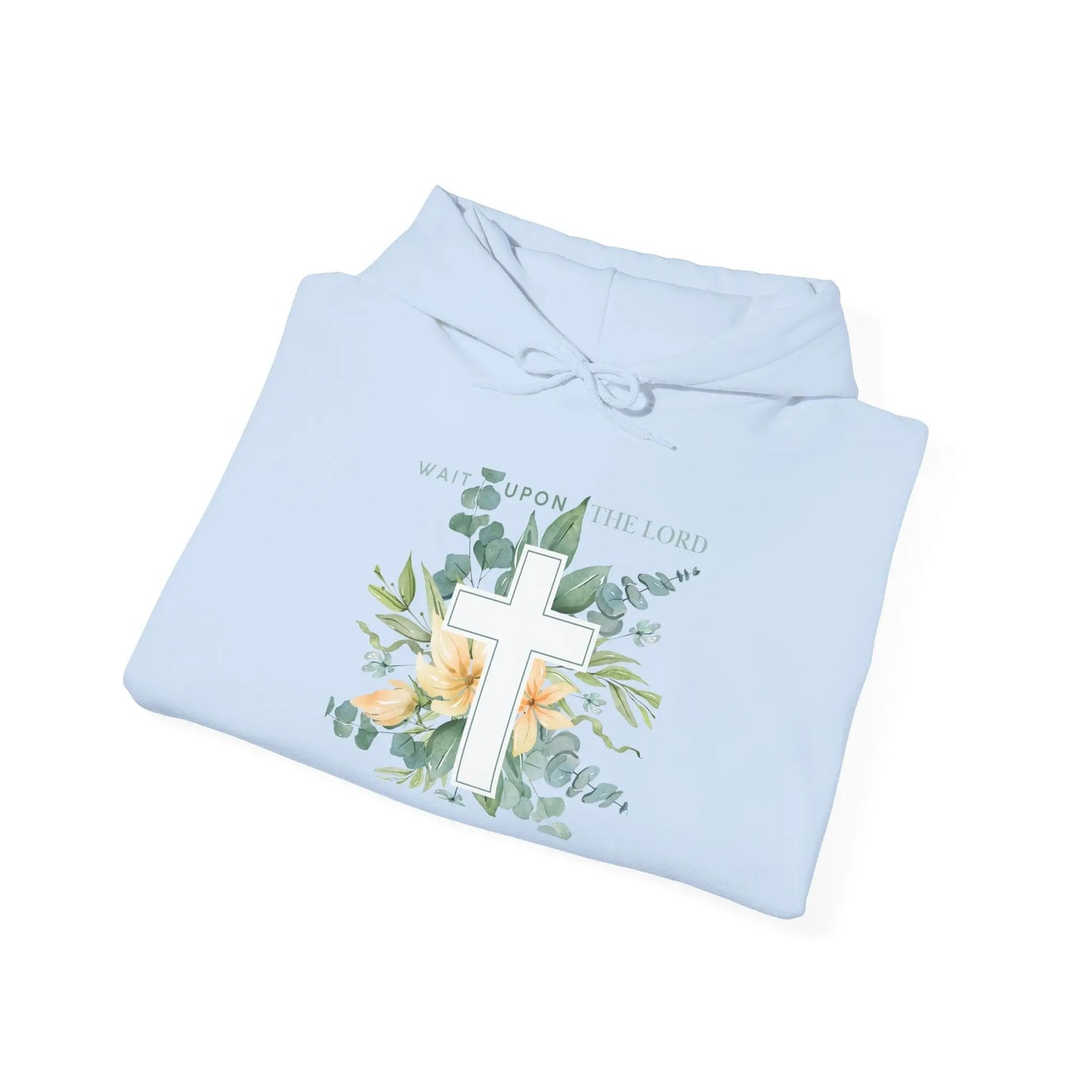 Believer Apparel, Wait Upon The Lord, Floral Cross Hoodie, Believer Sweatshirt, Gender Neutral Hoodie Product vendor