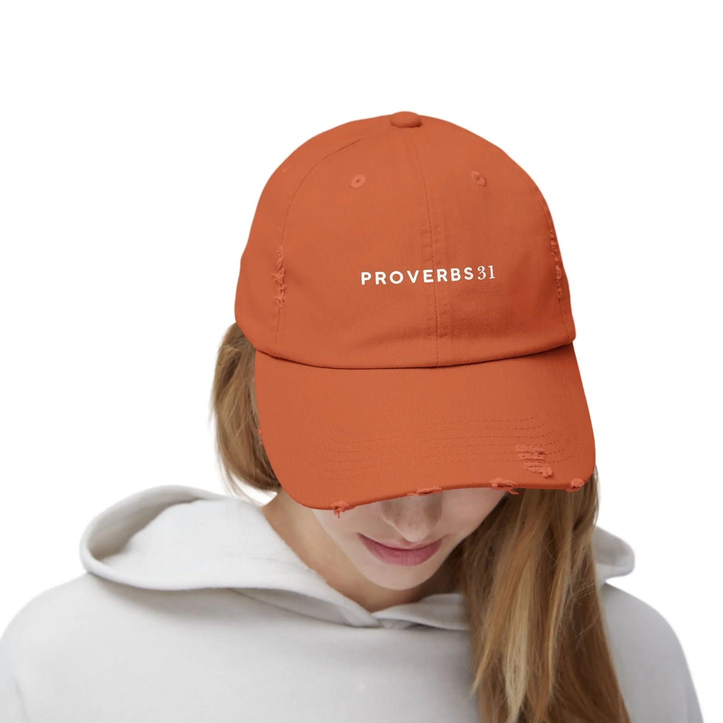 Proverbs 31 Distressed Unisex Cap, Trendy Baseball Hat for Women, Inspirational Gift, Casual Wear, Everyday Accessory Product vendor