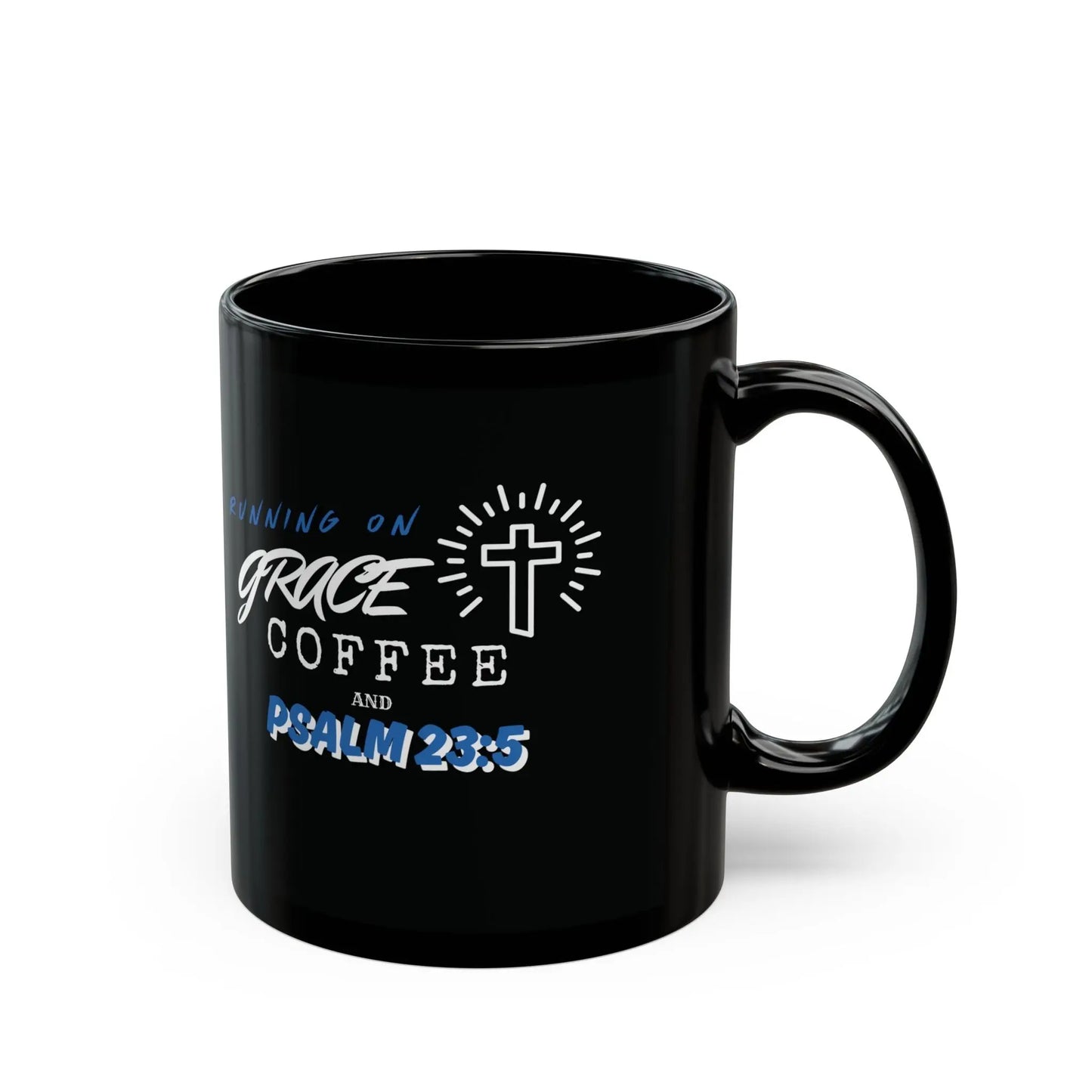 Running on Coffee, Grace and Psalm 23:5 Coffee Mug Product vendor