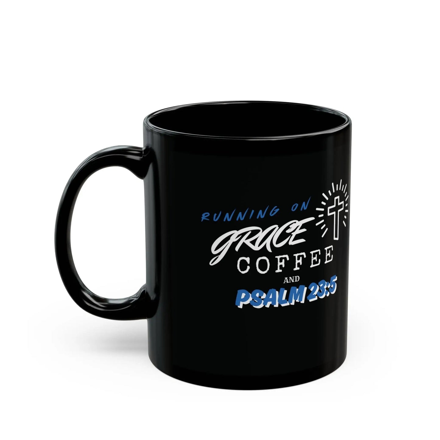 Running on Coffee, Grace and Psalm 23:5 Coffee Mug Product vendor