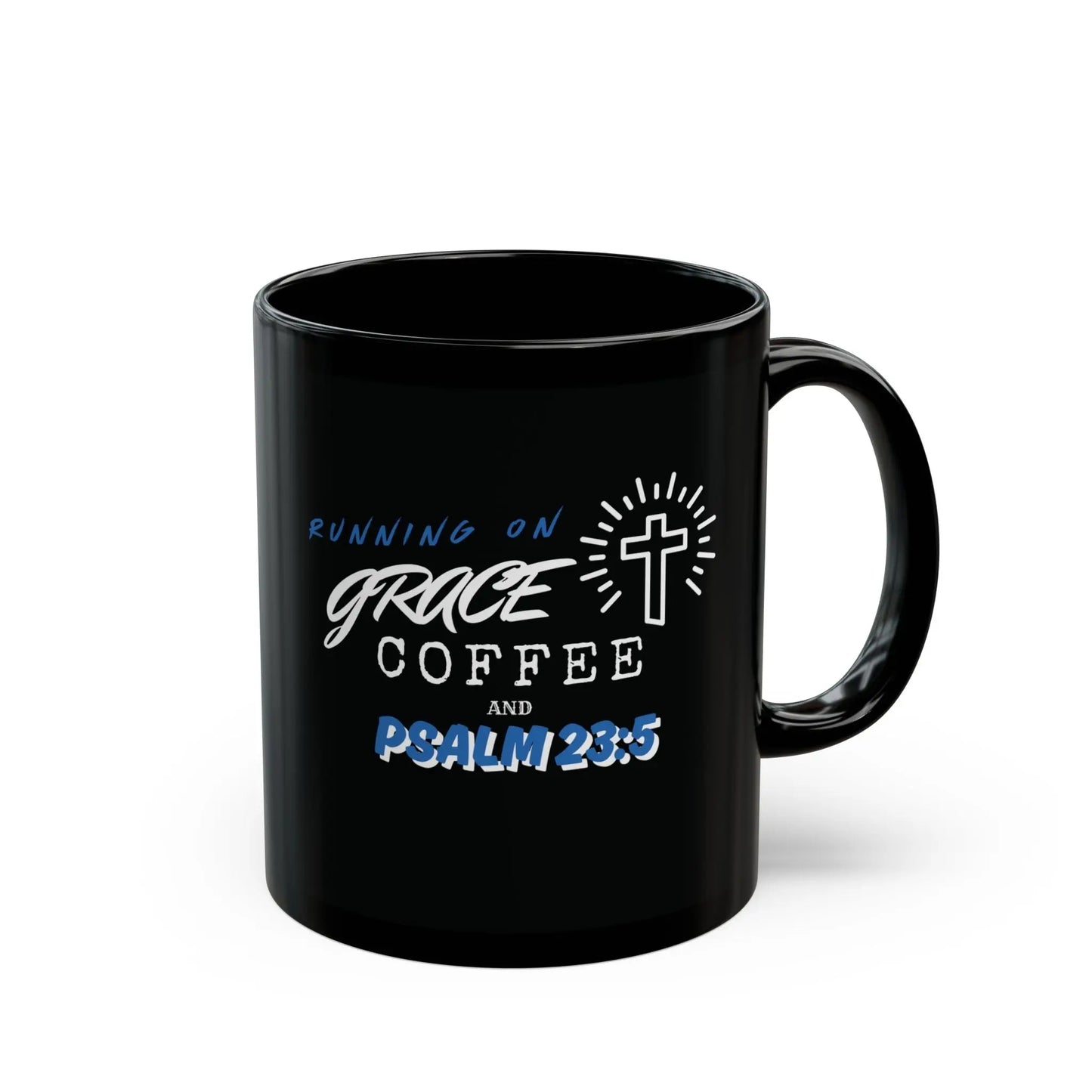 Running on Coffee, Grace and Psalm 23:5 Coffee Mug Product vendor