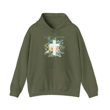 Believer Apparel, Wait Upon The Lord, Floral Cross Hoodie, Believer Sweatshirt, Gender Neutral Hoodie Product vendor