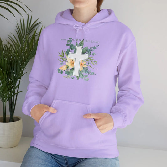 Believer Apparel, Wait Upon The Lord, Floral Cross Hoodie, Believer Sweatshirt, Gender Neutral Hoodie Product vendor