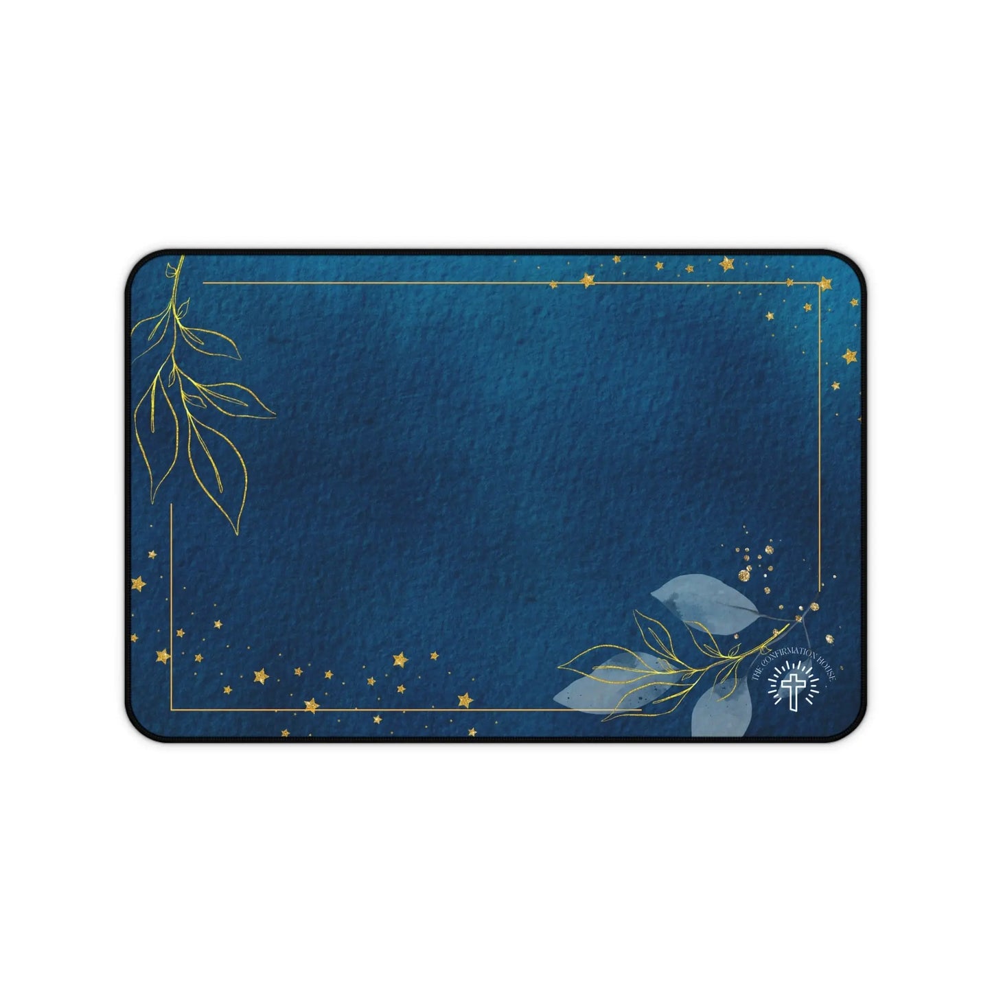 Blue Gold Floral Desk Mat — Elegant Midnight Office Mouse Pad Product vendor