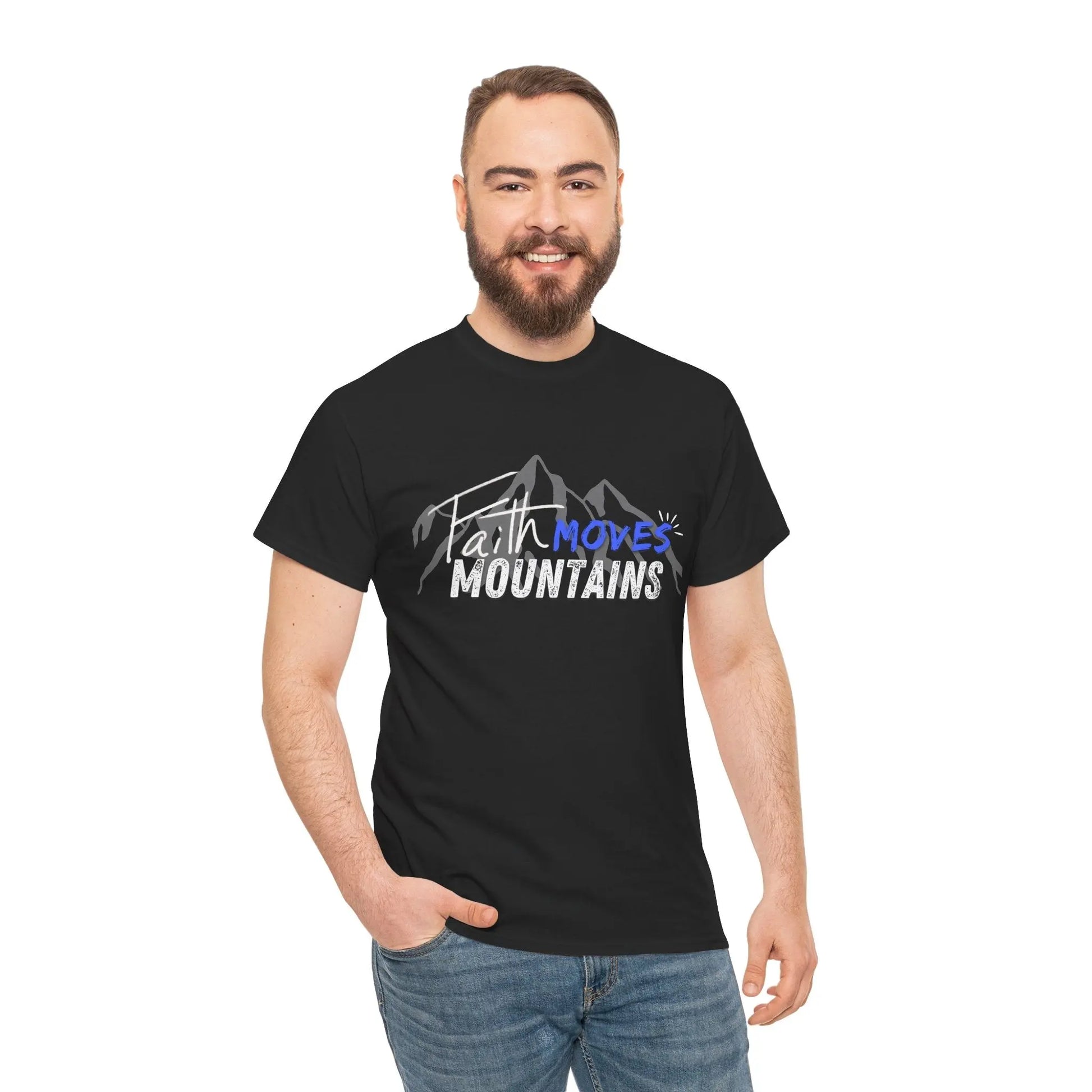 Faith moves mountains, Gender Neutral, Heavy Cotton Tee, Believer Gift Product vendor