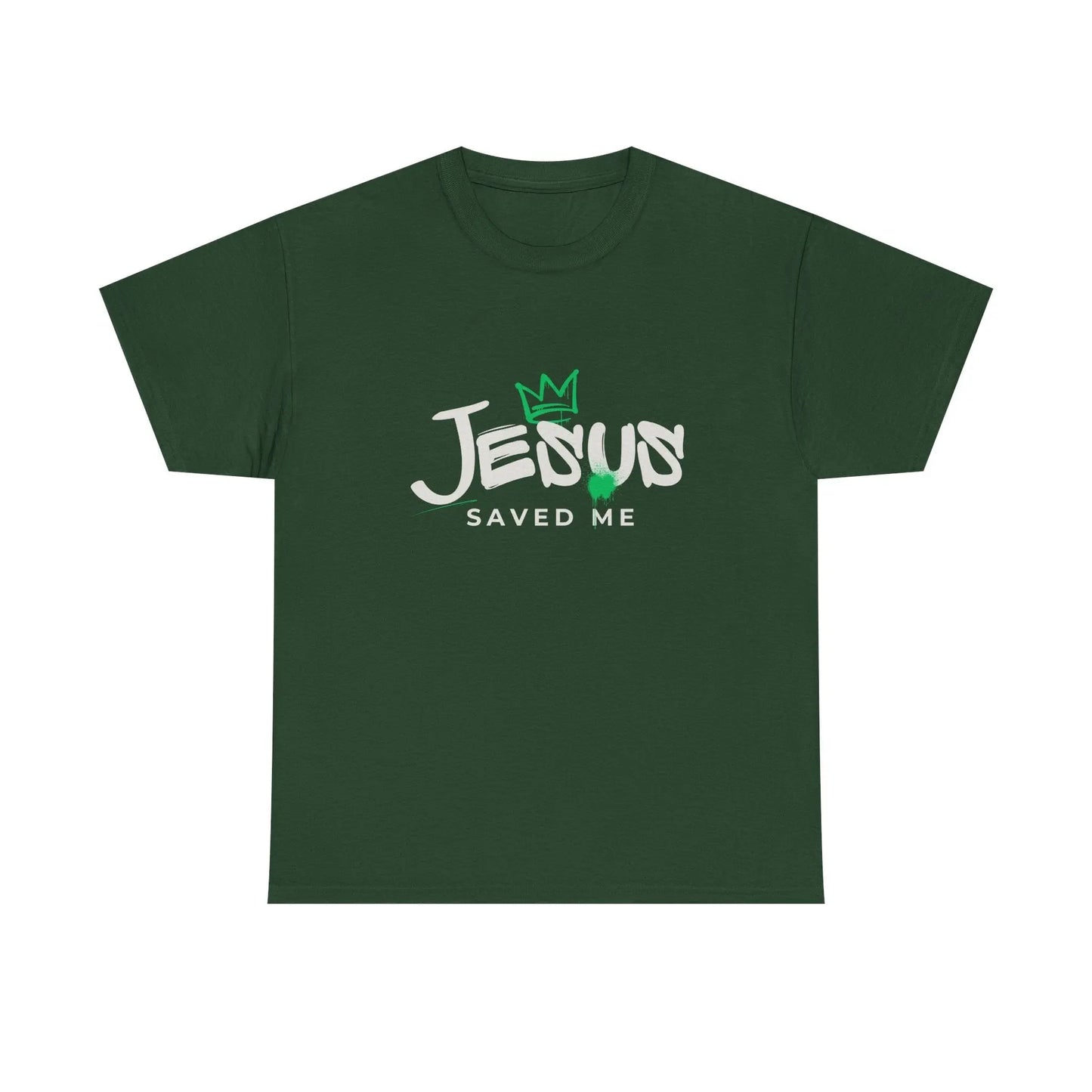 Jesus Saved Me, Christian T-Shirt — Tee with Crown & Heart Graphic Product vendor