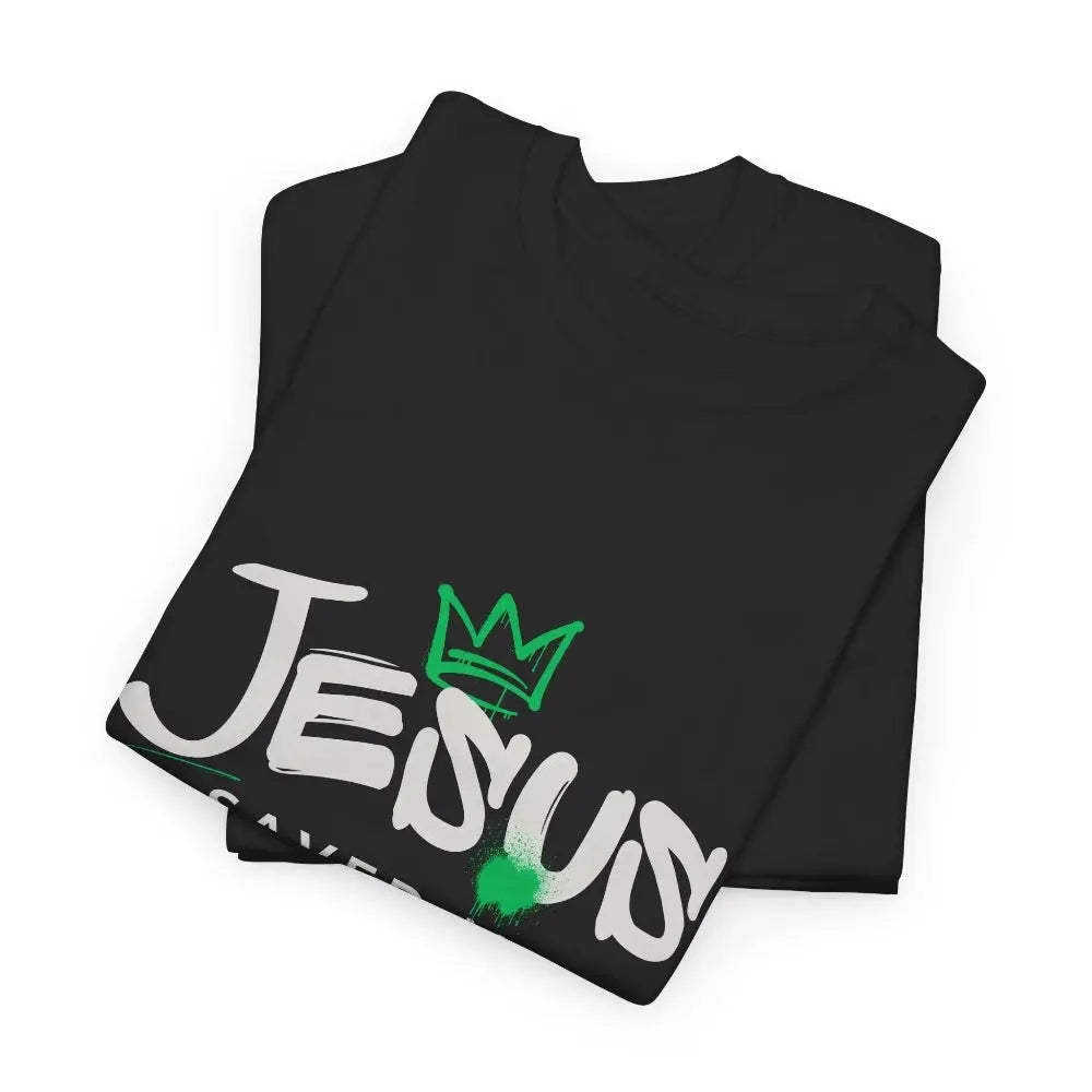 Jesus Saved Me, Christian T-Shirt — Tee with Crown & Heart Graphic Product vendor
