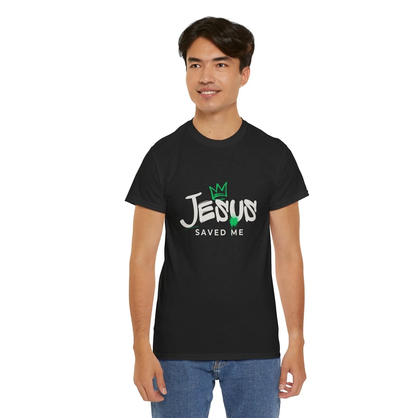 Jesus Saved Me, Christian T-Shirt — Tee with Crown & Heart Graphic Product vendor