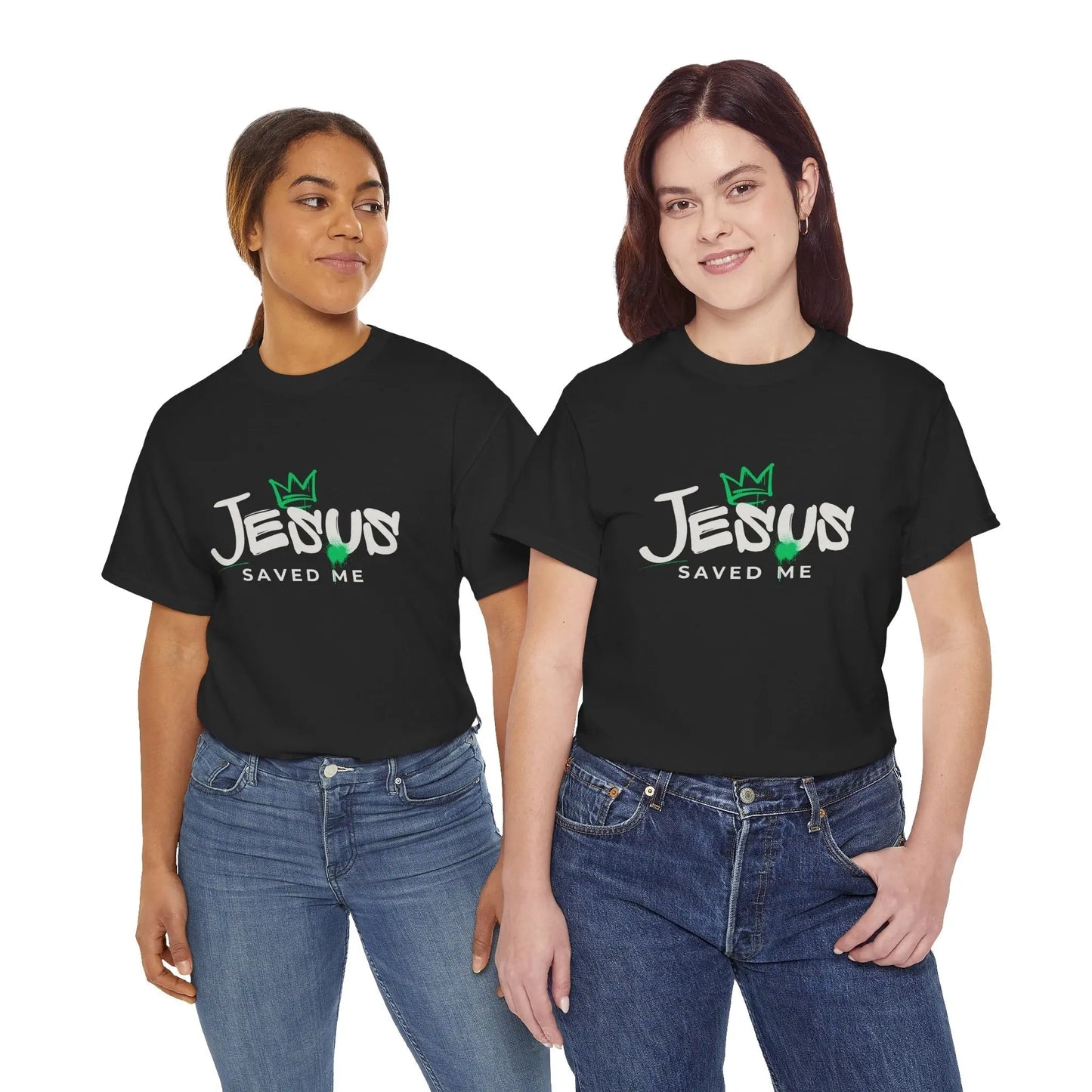 Jesus Saved Me, Christian T-Shirt — Tee with Crown & Heart Graphic Product vendor