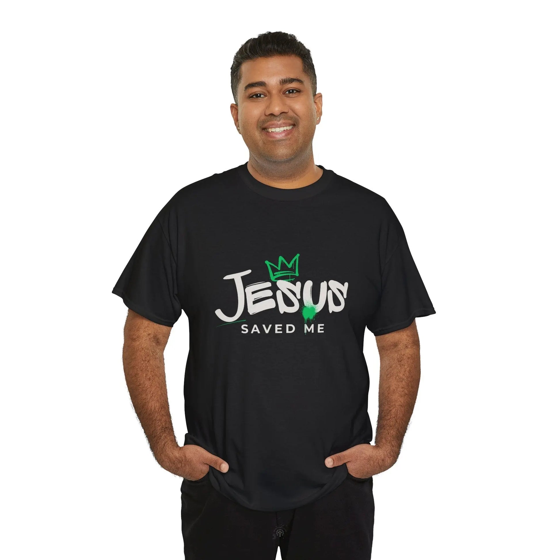 Jesus Saved Me, Christian T-Shirt — Tee with Crown & Heart Graphic Product vendor