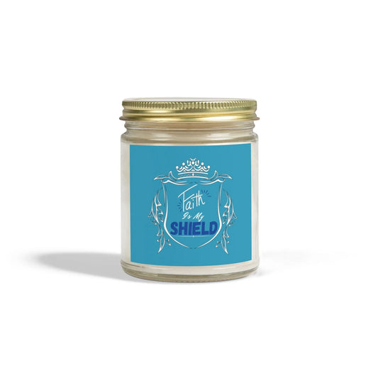 Scented Candles, Faith is my Shield Candle, Coconut Apricot Wax, Christian Decor, Christian Gifts, Inspirational Gift, Hand Poured Product vendor