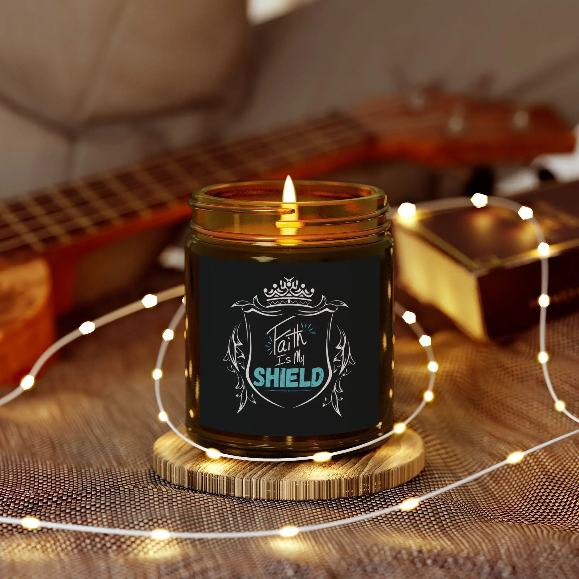 Scented Candles, Faith is my Shield Candle, Coconut Apricot Wax, Christian Decor, Christian Gifts, Inspirational Gift, Hand Poured Product vendor