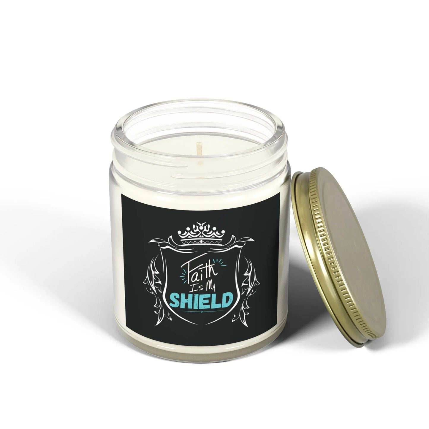 Scented Candles, Faith is my Shield Candle, Coconut Apricot Wax, Christian Decor, Christian Gifts, Inspirational Gift, Hand Poured Product vendor
