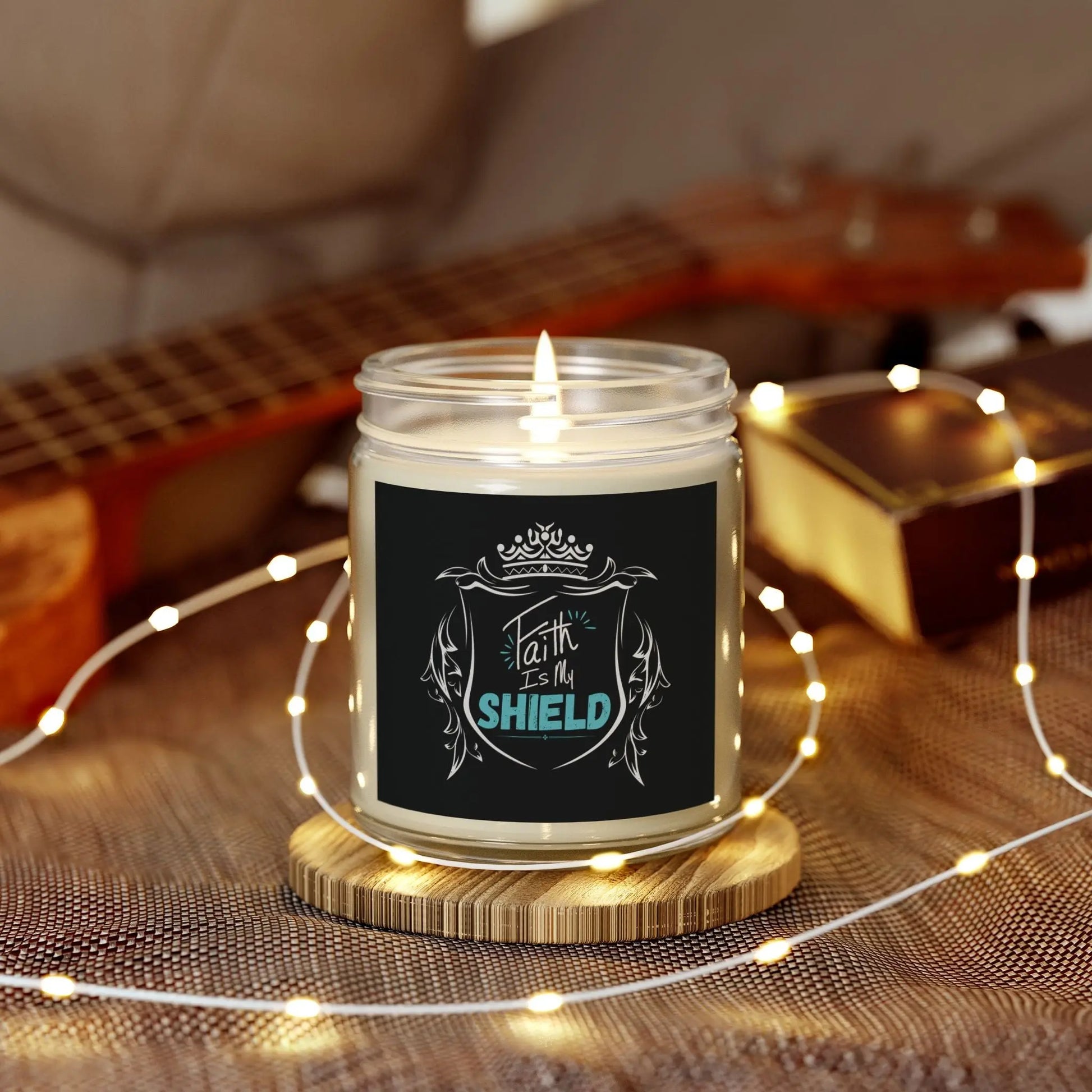 Scented Candles, Faith is my Shield Candle, Coconut Apricot Wax, Christian Decor, Christian Gifts, Inspirational Gift, Hand Poured Product vendor