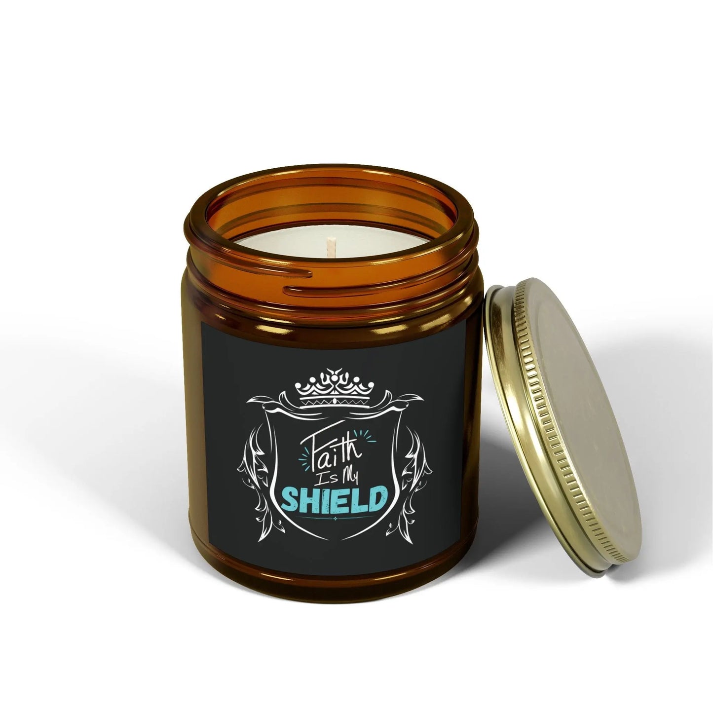Scented Candles, Faith is my Shield Candle, Coconut Apricot Wax, Christian Decor, Christian Gifts, Inspirational Gift, Hand Poured Product vendor